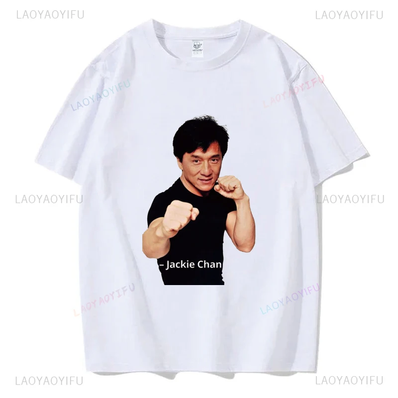 Футболка с принтом Jackie Chan для мужчин и женщин повседневные винтажные уличные