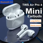 Беспроводные Наушники Mini Pro 4 TWS, стерео Bluetooth наушники 9D, водонепроницаемая Спортивная гарнитура, зарядный бокс 350 мАч, наушники с микрофоном