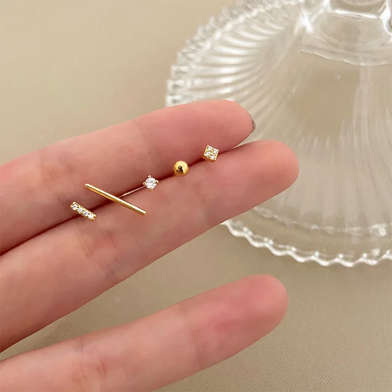 

KAITIN Five-piece Set Studs Earring for Women Simple Female Earrings Personalized Ins Trend Gold Plated Jewelries