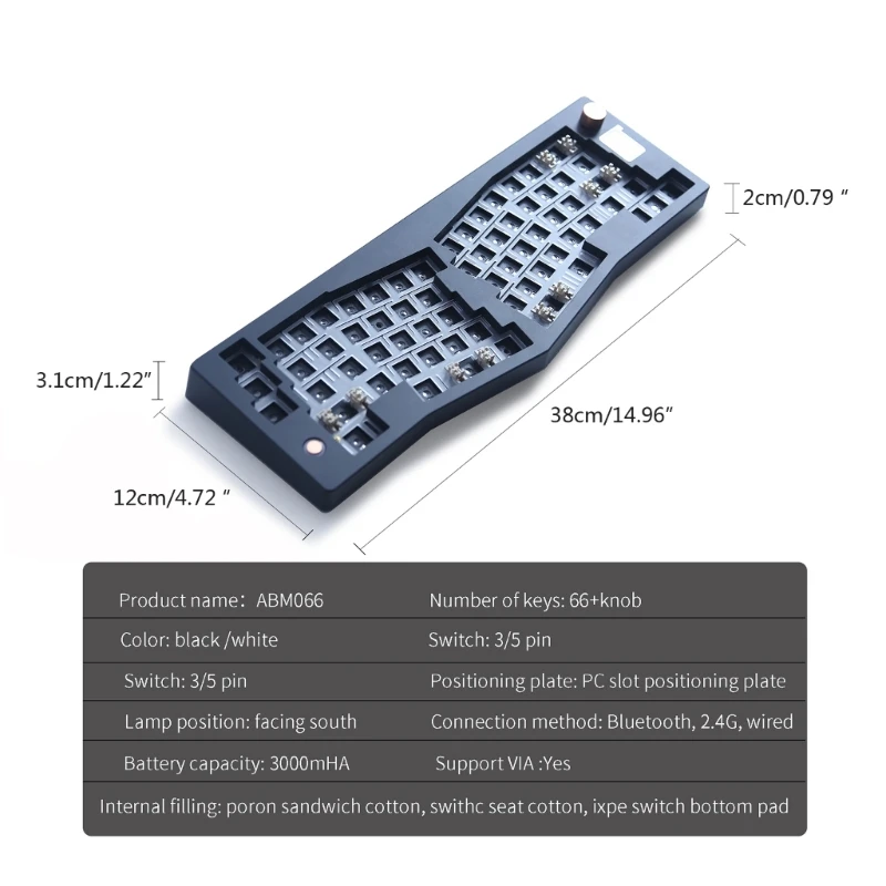 ABM066 RGB 3 режима BT5.0/2 4 ГГц беспроводная связь/механическая прокладка клавиатуры