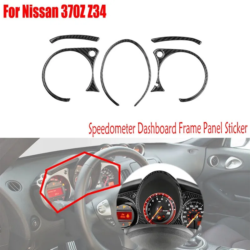 

For Nissan 370Z Z34 2009-2020 Real Carbon Fiber Car Accessories Interior Parts Speedometer Dashboard Frame Panel Sticker