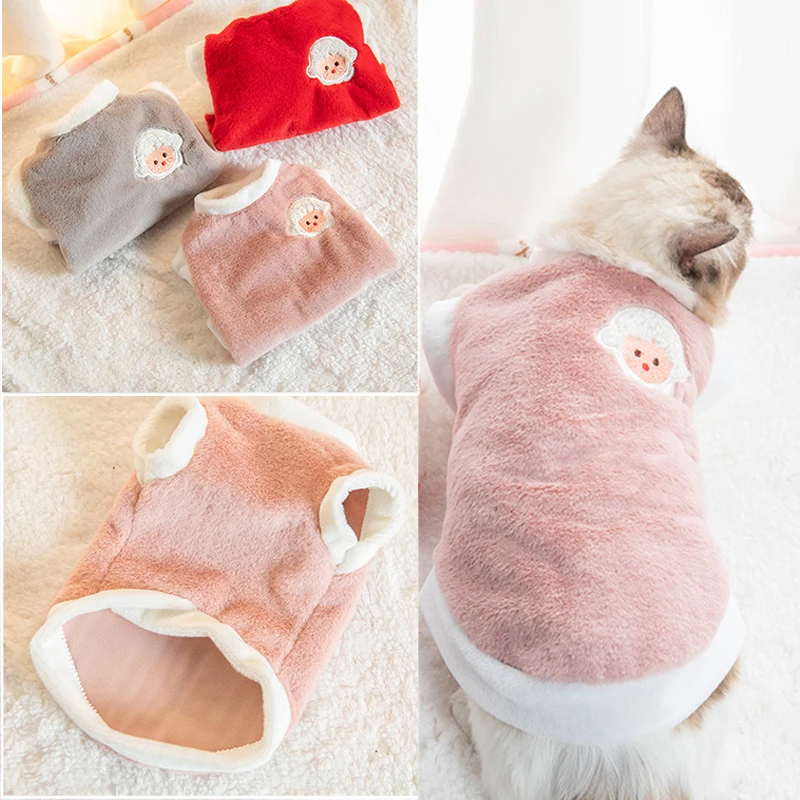 

Cute Cartoon Pet Cat Clothes Thick Warm Dog Clothes Autumn And Winter Imitation Mink Dog Sweater Leisure Couples Pet Clothing