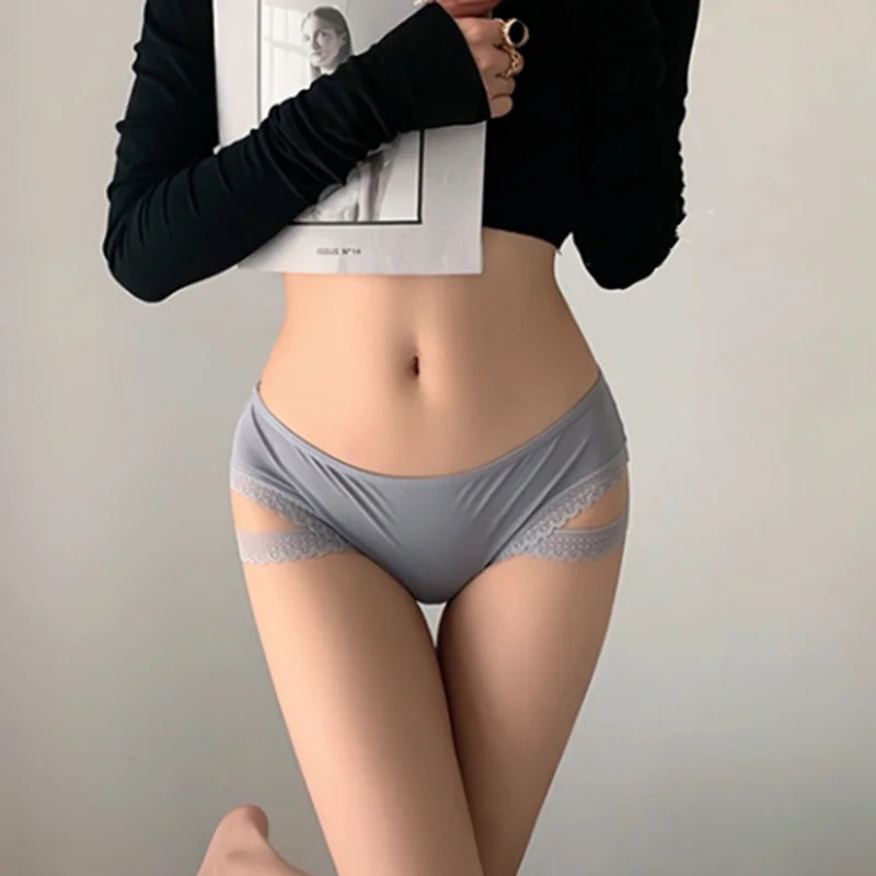 Сексуальное бесшовное женское нижнее белье из ледяного шелка с низкой посадкой