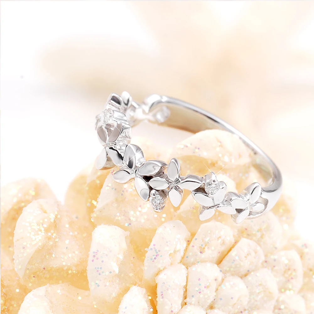 

Huitan Fresh Flower Finger Ring for Women Silver Color/Rose Gold Color Aesthetic Rings Party Fancy Birthday Gift Fashion Jewelry