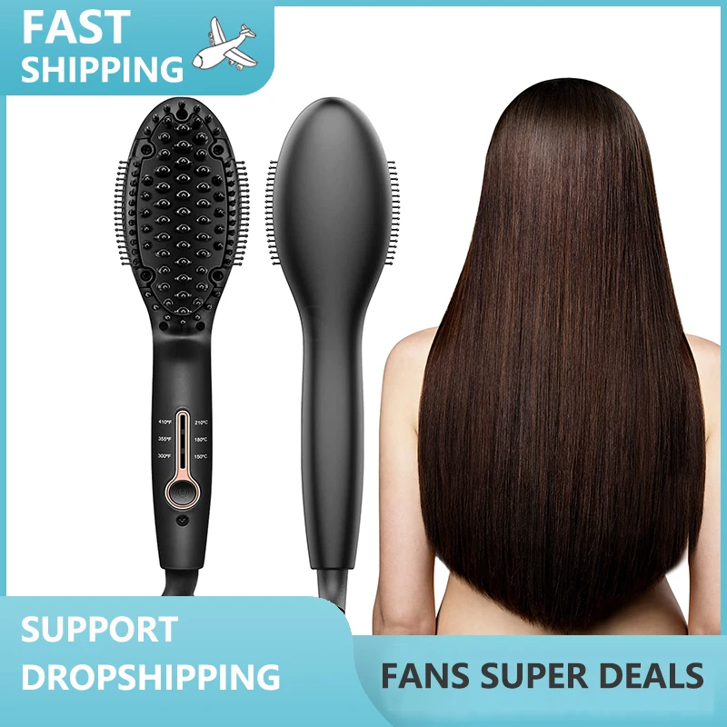 

Выпрямитель для волос для бороды, керамическая плойка, профессиональная расческа с подогревом, Женская электрическая щетка для волос, выпр...
