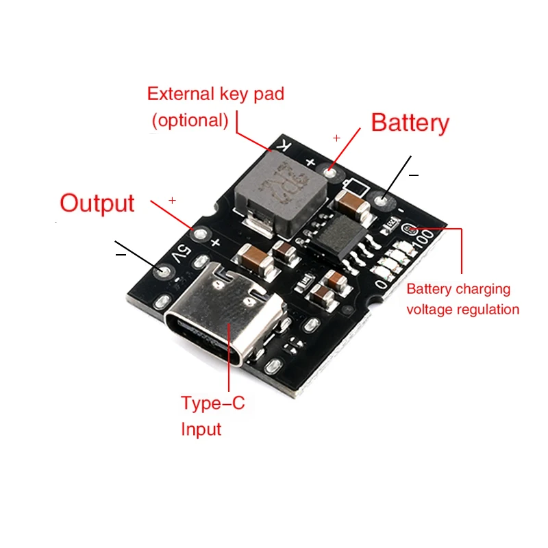 Фото Повышающий преобразователь USB Type-C 5 в 2 А, модуль питания для зарядки литиевых аккумуляторов, защитная плата светодиодный дисплеем, USB для зар... №4