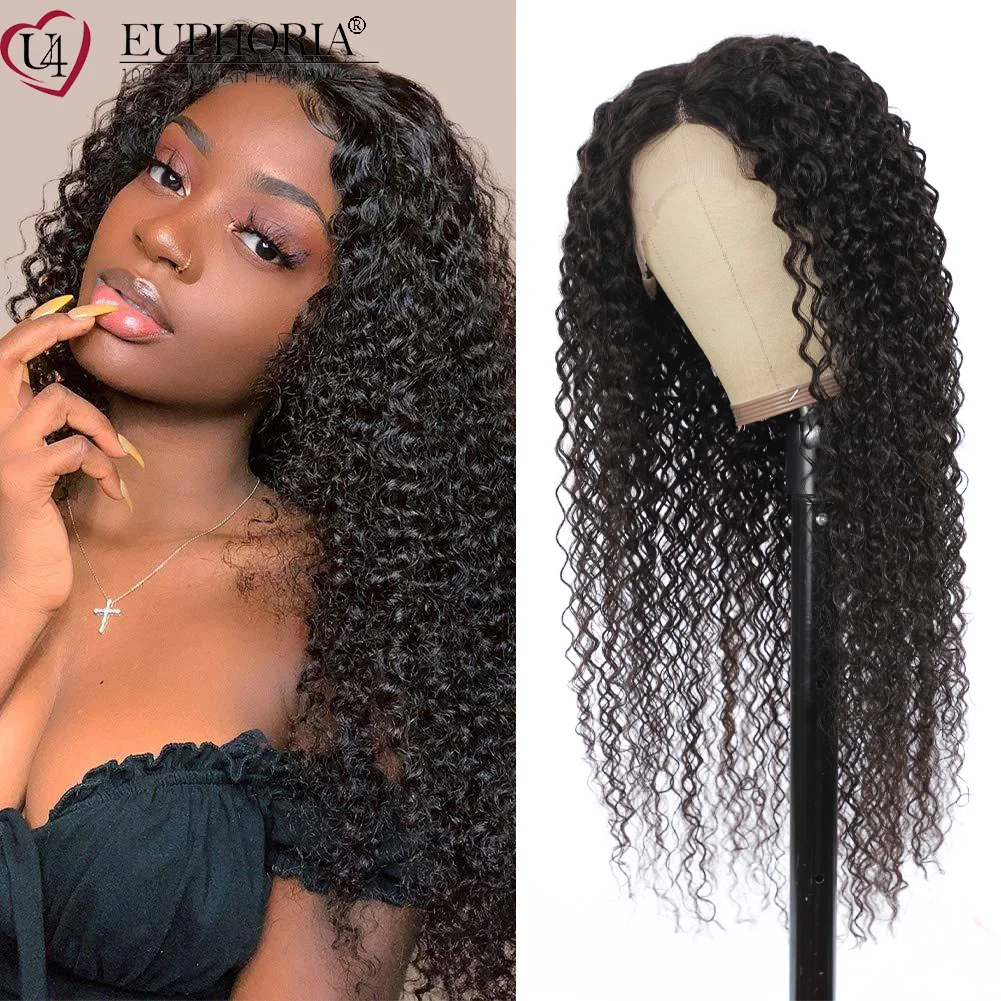 Kinky Curly Brazilian Hair Lace Front Wigs Natural Color Remy Human Hair 13x4 Lace Frontal Wigs Pre Plucked Baby Hair EUPHORIA