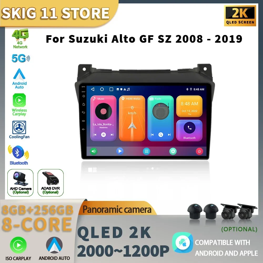 Android13 для Suzuki Alto GF SZ 2008-2019 Автомобильный радиоприемник Мультимедийный плеер