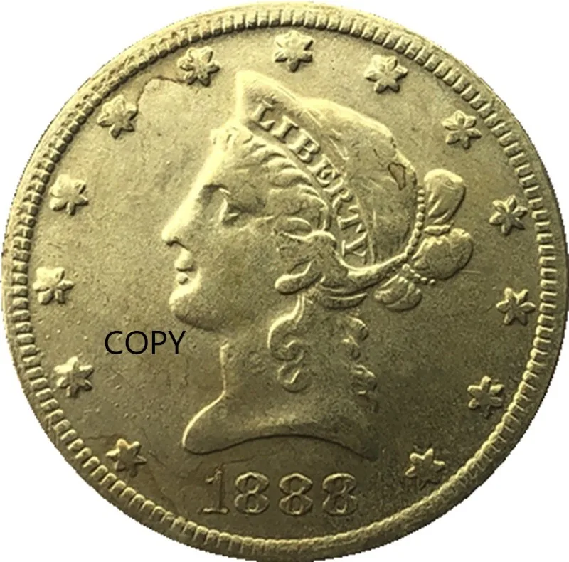 

American 1866~1889 S Version Ten Dollar Gold Plated Brass Commemorative Collectible Coins Gift Lucky Challenge Coins COPY COINS