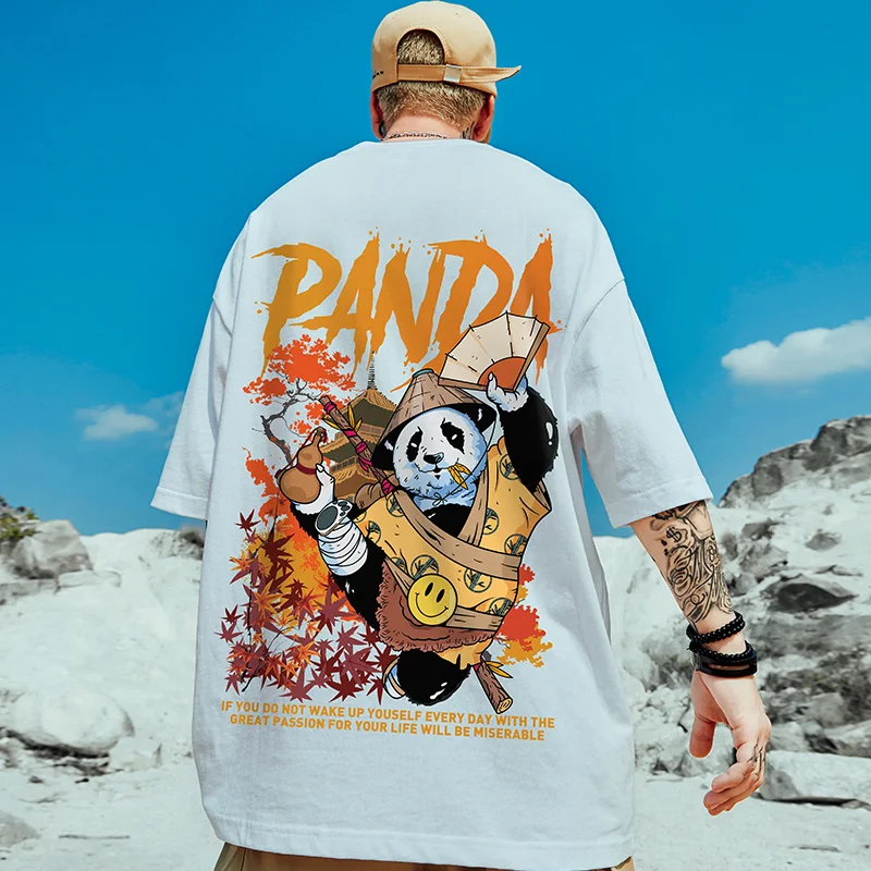 Abfer 2022 футболка в стиле хип-хоп китайском свободная Мужская с рисунком панды