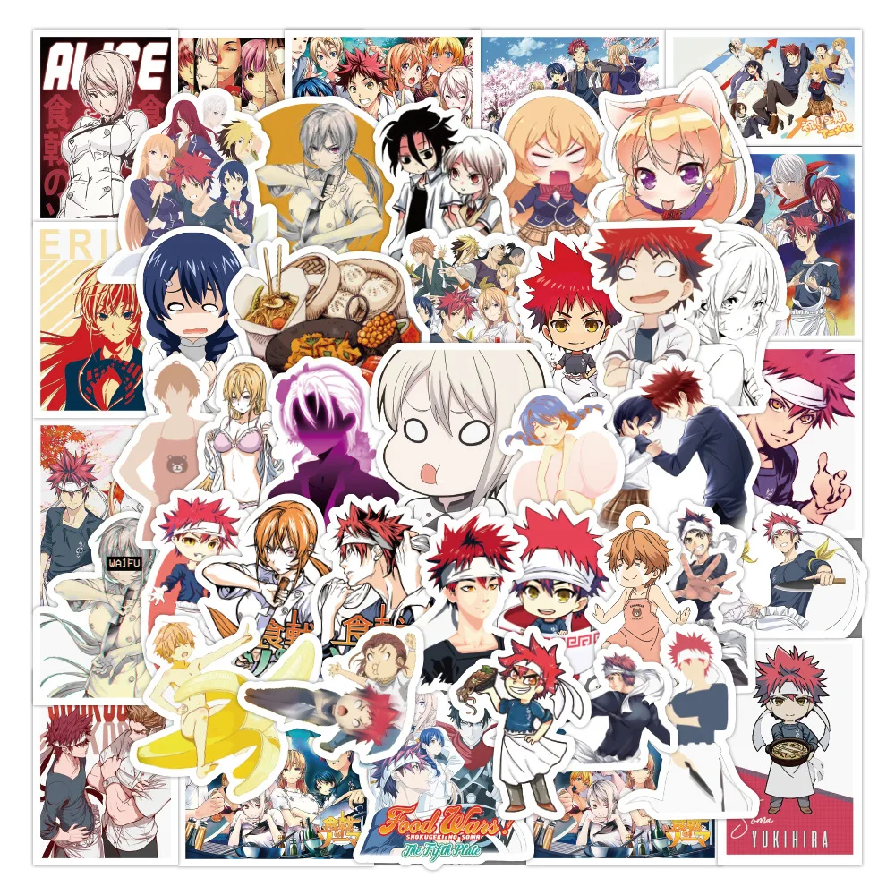 

10/50pcs Food Wars Shokugeki No Soma Anime Stickers Decals Waterproof Graffiti Sticker for Laptop Skateboard Motorcycle Guitar