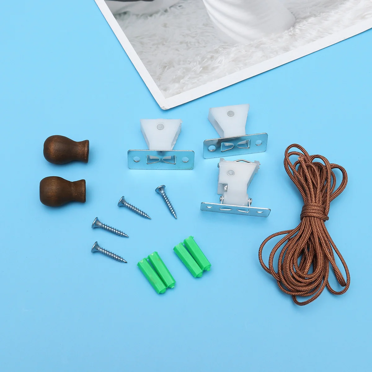 

14pcs Window Curtain Accessories Curtain Screws Drapery Rod Bracket Curtain Supplies Curtain Rod Bracket Window Blind Cord Pulls