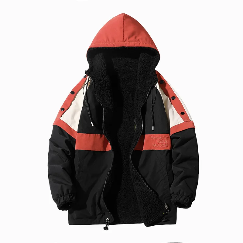 Imitation Lamb Velvet Warm Jacket Oversized Plus Fat Double-sided Wear Plus Velvet Thick Hooded  Winter Coat Men Ropa De Hombre