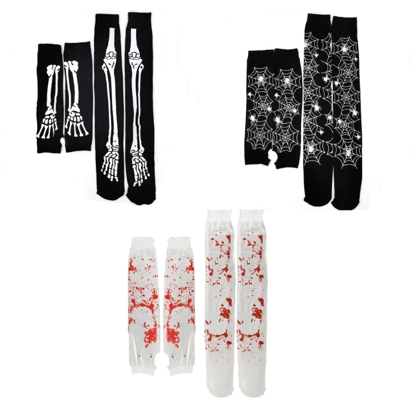 

Halloween Skull Arm Warmer Sleeve Tights for Women Over The Knee Socks Thigh High Socks Stockings Scary Skull Drop shipping