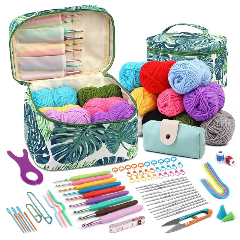 

TLKKUE Cotton Yarn Thread Ball Kits With Crochet Knitting Tools For Hand Sewing DIY Handmade Weaving Craft Accessories Set