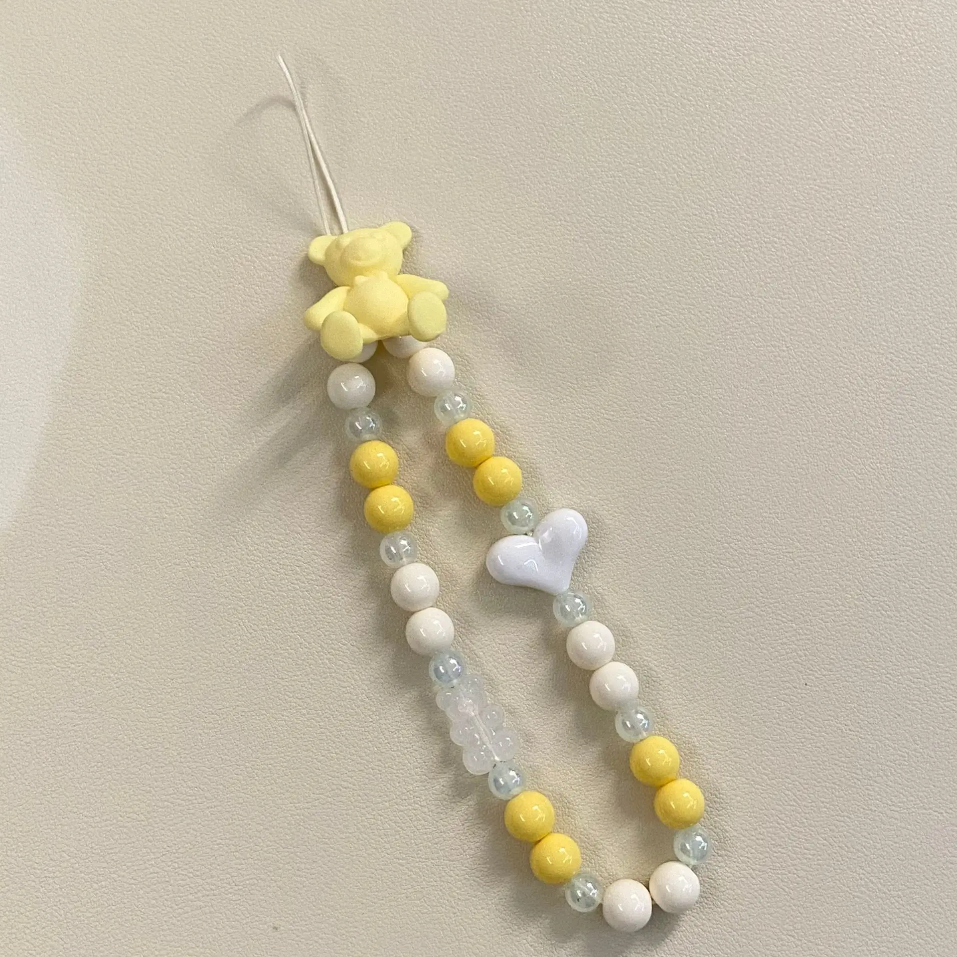 

Personality Colorful Love Bears Geometric Beaded Multi-Style Frosted Lanyard Cute Mobile Phone Chain Female Jewelry Accessories