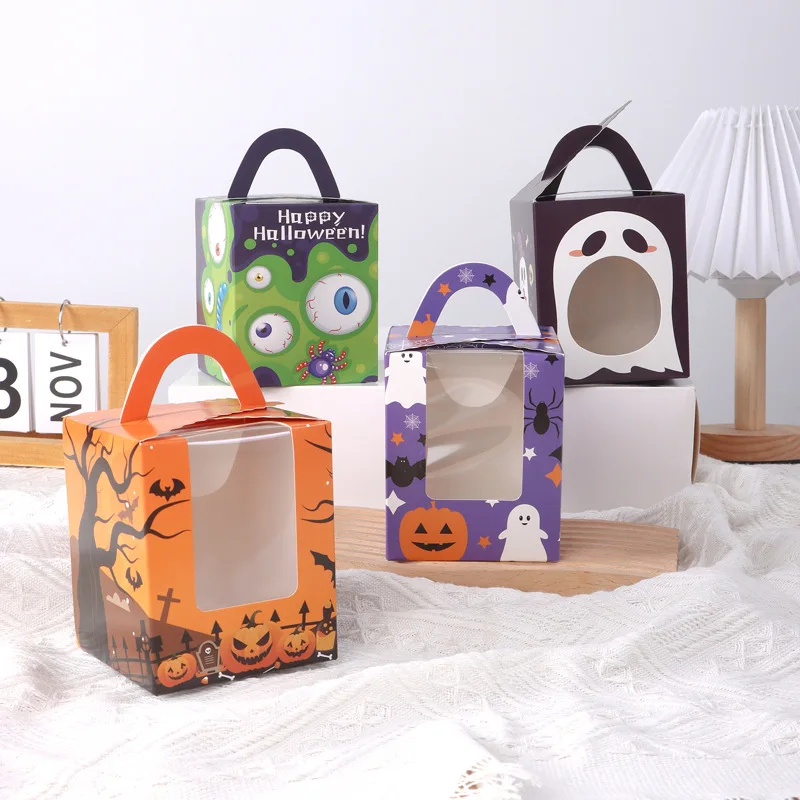 

10pcs Halloween Candy Boxes Ghost Pumpkin Cookie Boxes Lollipop Card for Halloween Party Trick Or Treat Candy Package Supply