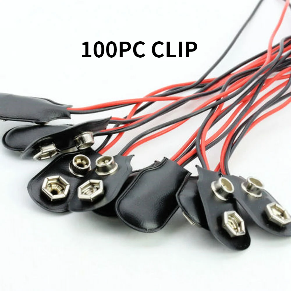 

100pc/lot 9V Battery Snap Connector DC Clip Male Line Battery Adapter Terminal Experimental Snap Power Cable I Type 15cm 150mm