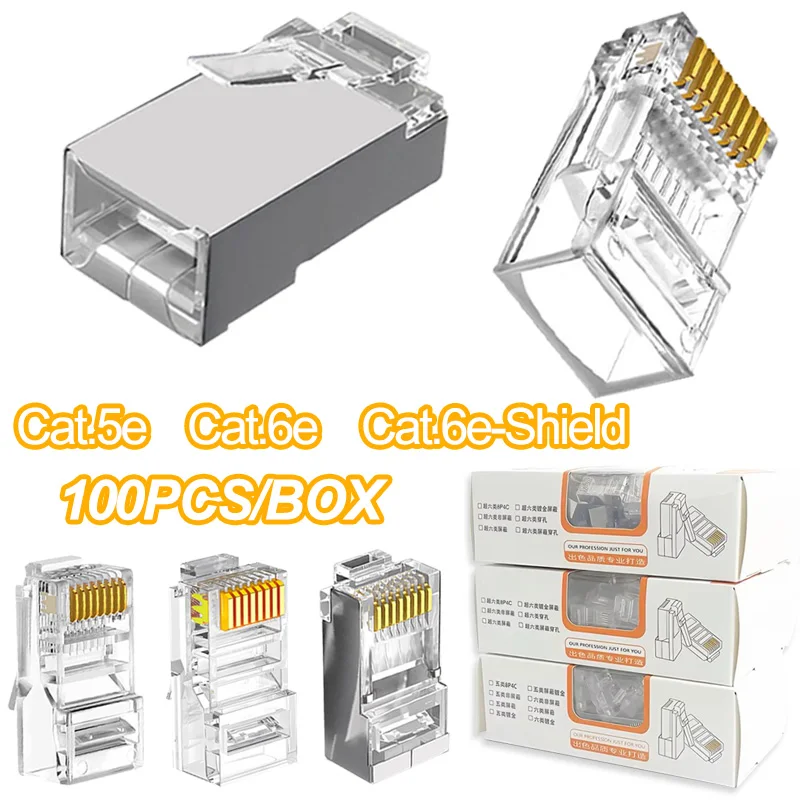 Фото Cat6e Shield Cat5e Позолоченный разъем RJ45 Разъем с кристаллической головкой Разъем RJ45 100 Мбит/с 1000 Мбит/с Ethernet-кабель №1