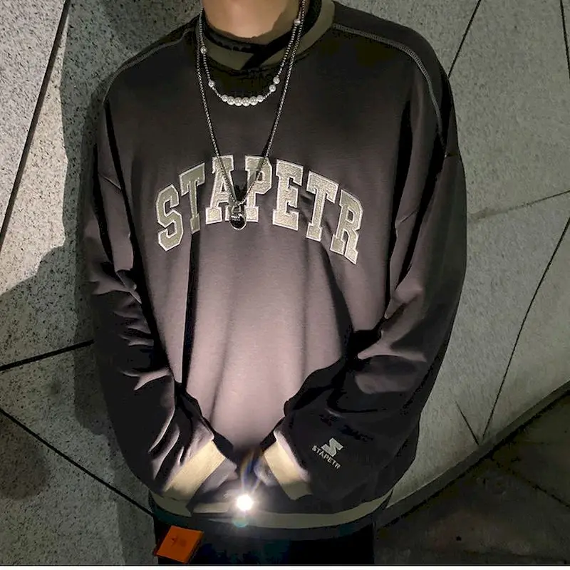 

Sweatshirt Long-sleeved Men Jersey Pullover Autumn Letter Embroidery O-neck Men's Hip-hop Korean Loose Oversized Sweatshirts