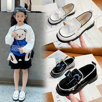 2022 spring new white black little girls leather shoes kids princess shoes children school students single shoes chaussure fille