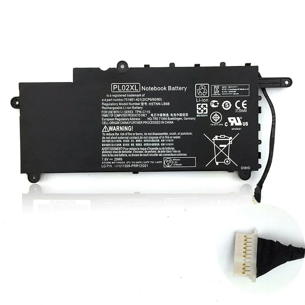 Оригинальный аккумулятор для ноутбука PL02XL 7 6 В 29 Втч HP Pavilion 11-n x360 11-n010dx 751875 -001 751681
