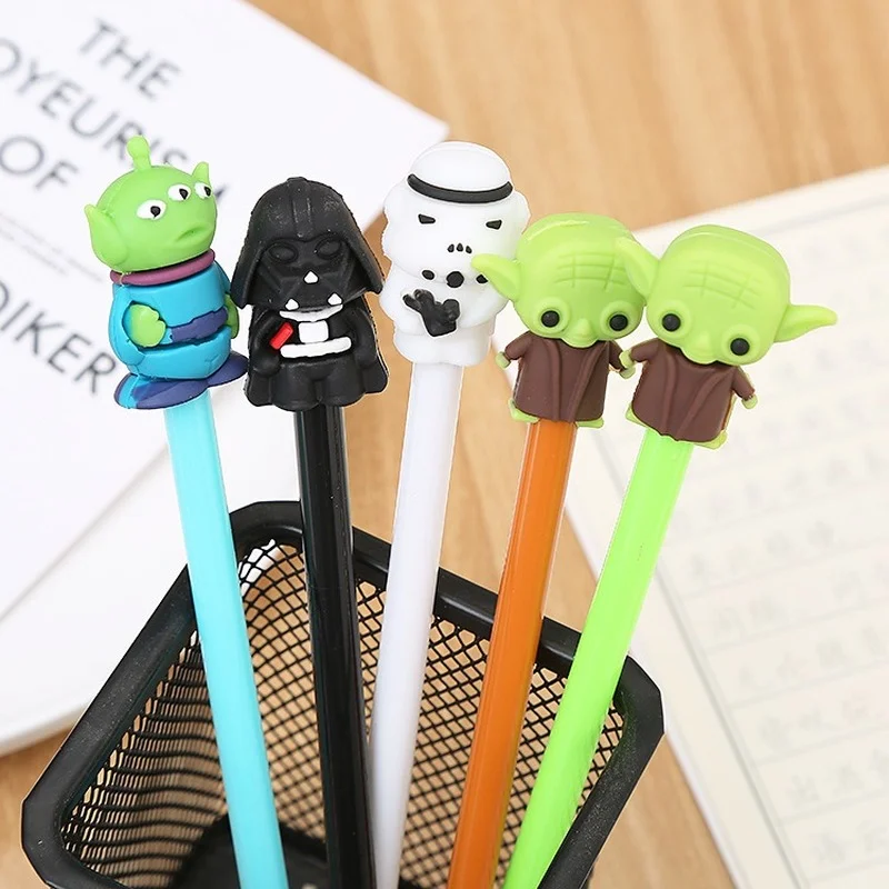 

5pcs Cartoon Gel Pens Set Creative Cool Neutral Pen Learning Stationery Cute Student Black Test Pen Writing Tools Wholesale