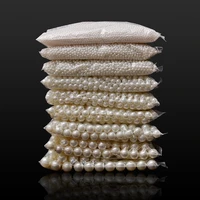 46810121416mm pearl beads abs loose round beads craft for fashion jewelry making white beige diy imitation garment beads