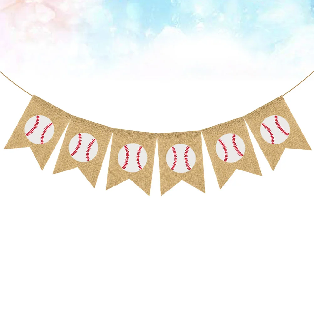 

Banner Party Baseball Baby Decorations Hanging Boy Birthday Burlap Supplies Decorbunting Favors Photo Prop Shower Jute Sign