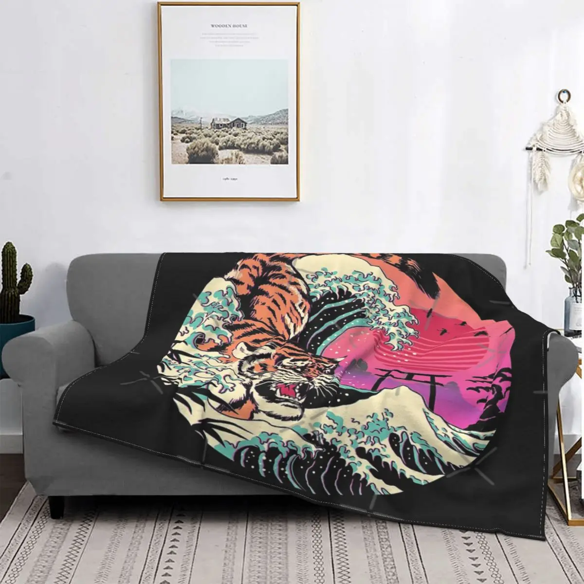 

Rad Tiger-Manta ondulada, colcha a cuadros para cama, toalla de playa, Manta a cuadros, edredones y colcha