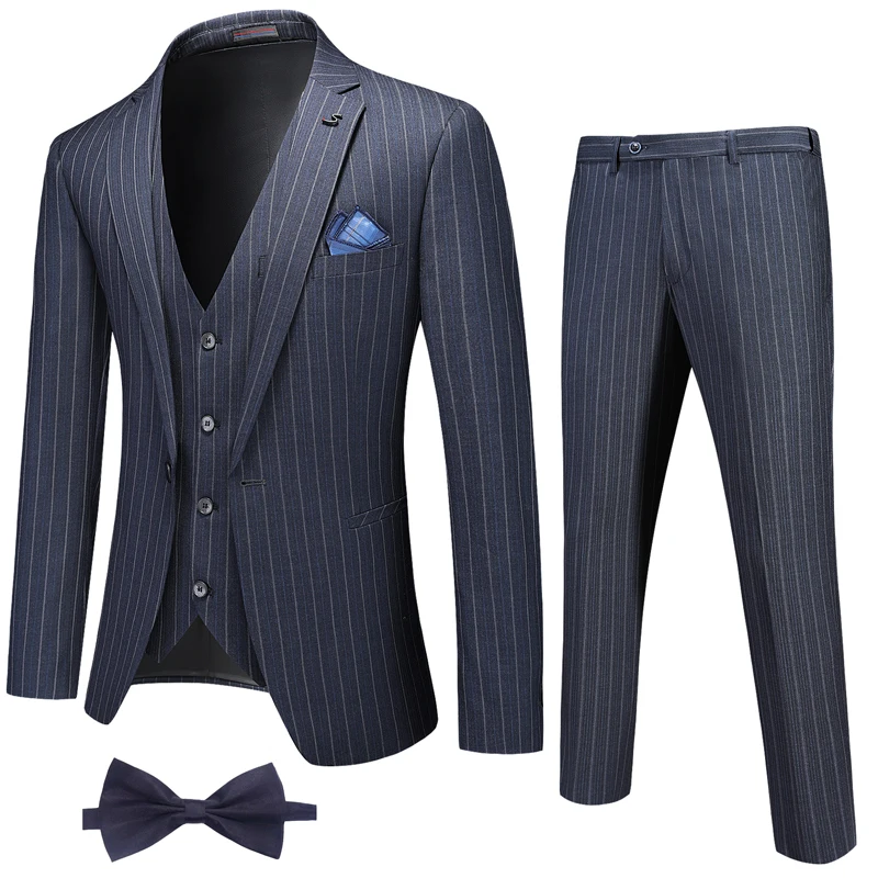 High-quality (Blazer + Vest + Trousers) Men's British Style Business Elegant Fashion Simple Casual Gentleman Three-piece Suit