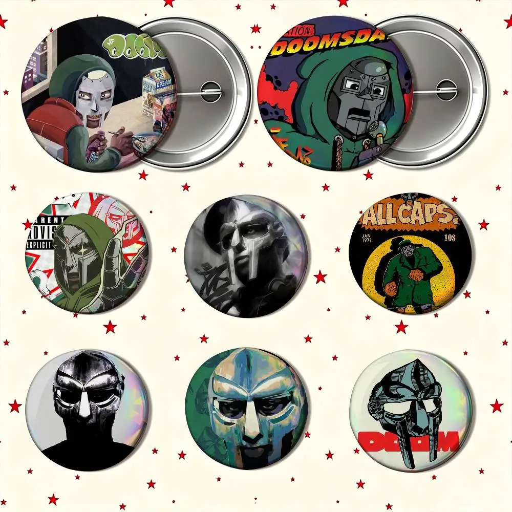 Фото M-MF D-DOOM Рэпер Madlib Эмалевая брошь из жести Круглый значок Косплей Ниджиген Отаку Культура Значок 25мм 32мм 44мм 58мм №1