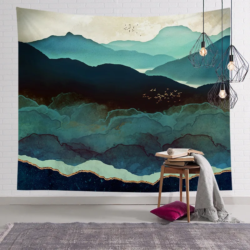 

Горы масляная живопись пейзаж гобелен украшение для общежития красивое искусственное настенное декоративное одеяло