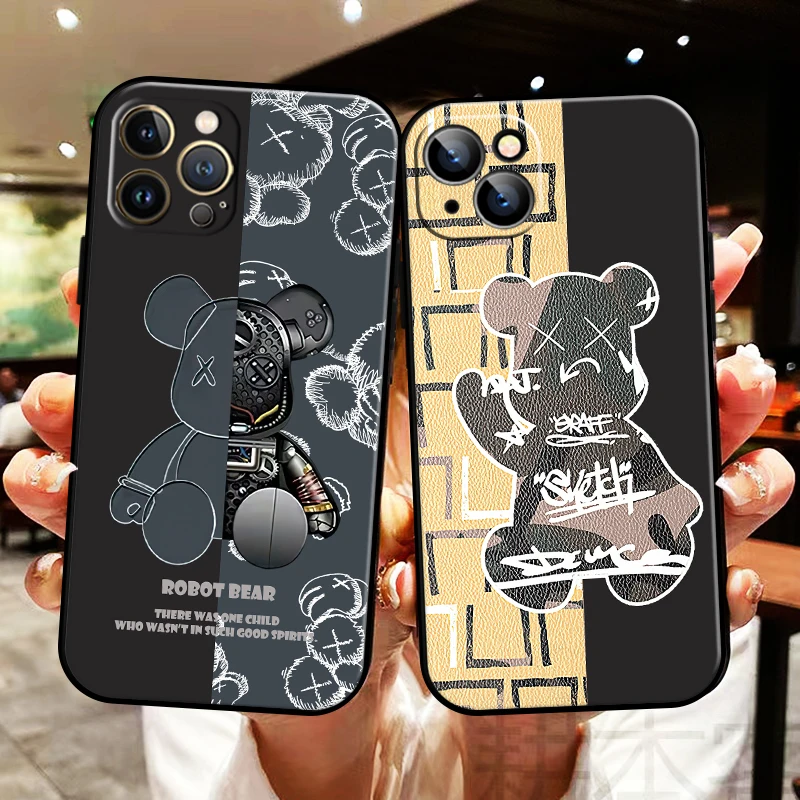 

Fashion Luxury Bear For Apple iPhone 13 12 11 Pro Max 13 12 Mini 5 5s 6 6S 7 8 Plus SE2020 X XR XS Max Phone Case Back Carcasa