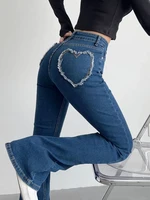 taruxy fashion denim packets jeans women high waist flare pants streetwear trousers pants jeans ladies 2022 autumn bottoms blue
