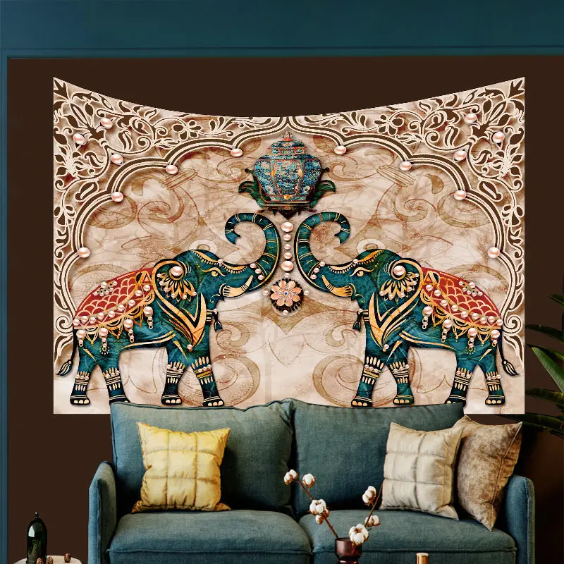 

European Elephant Decorative Southeast Asian Style Living Room Bedroom Dining Room Tapestry Lucky Animal Wall Painting Tapestry