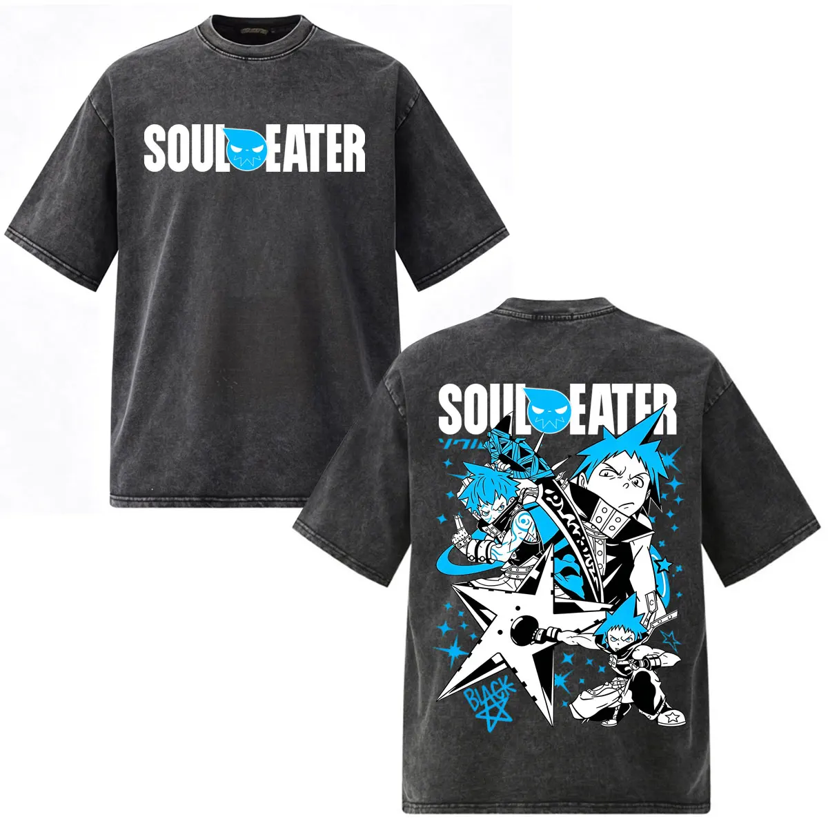 Фото Винтажные футболки с принтом японского аниме Soul Eater Crona, мужская и женская одежда, модные футболки в стиле Харадзюку, оверсайз, с коротким рукавом №2