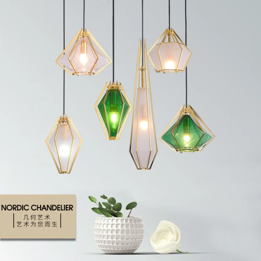 

Nordic LED Diamond креативный подвесной светильник, современный подвесной светильник для кафе, ресторана, гостиной, индивидуальный стеклянный подв...