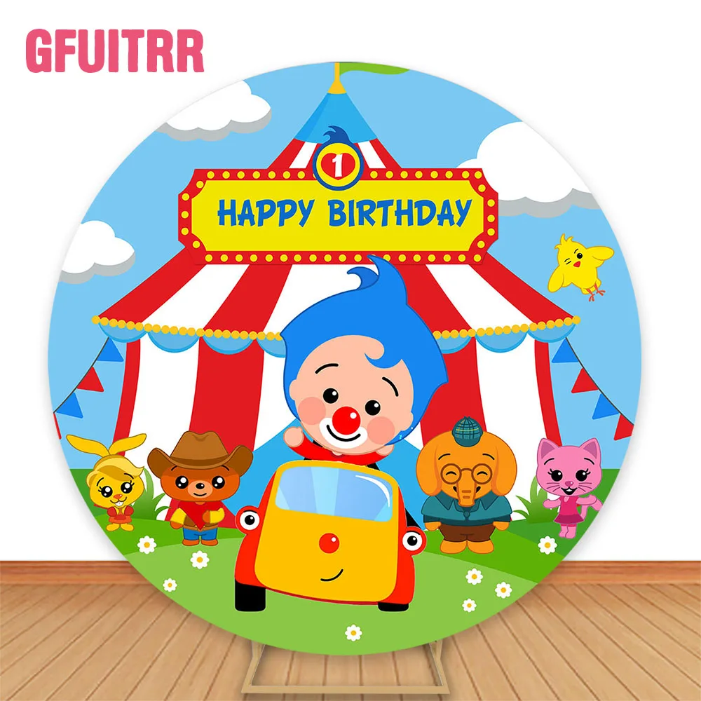 

GFUITRR Plim Plim Round Photo Backdrop Child Birthday Photography Backdrop Custom Circle Cover Backdrop Photo Booth Props