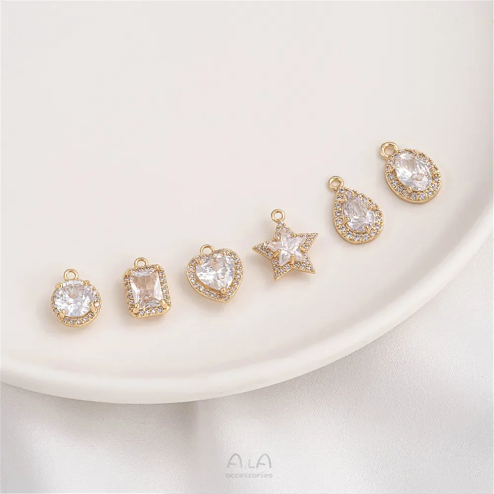 14-каратное позолоченное микроинкрустированное цирконом геометрический