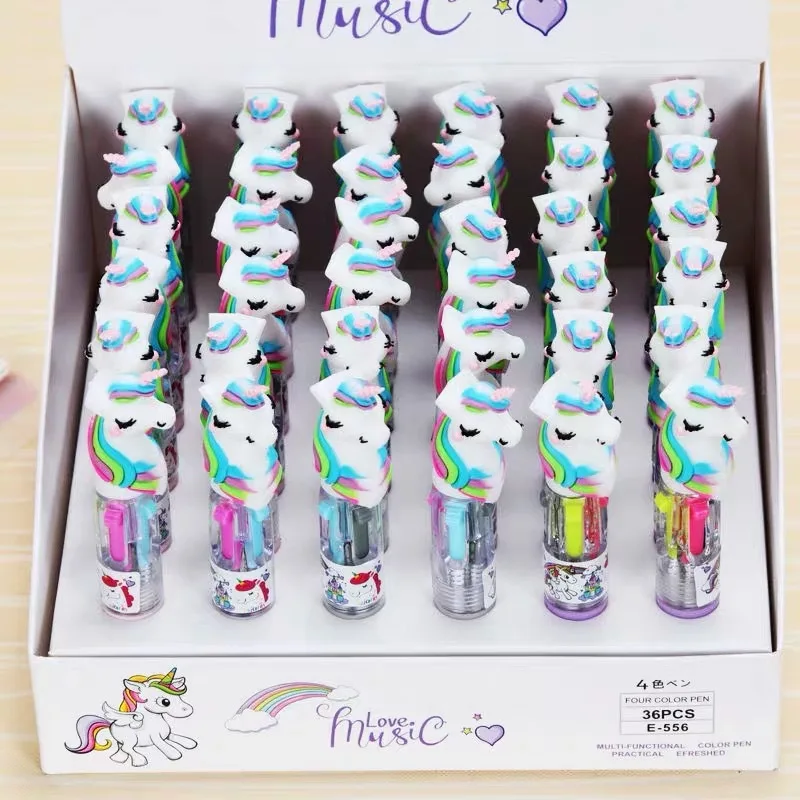 Cute 4 Color Cartoon Unicorn Dinosaur Shape Ballpoint Pen School Office Supplies Gift Stationery 0.5 Kawaii Mini Ballpoint Pen