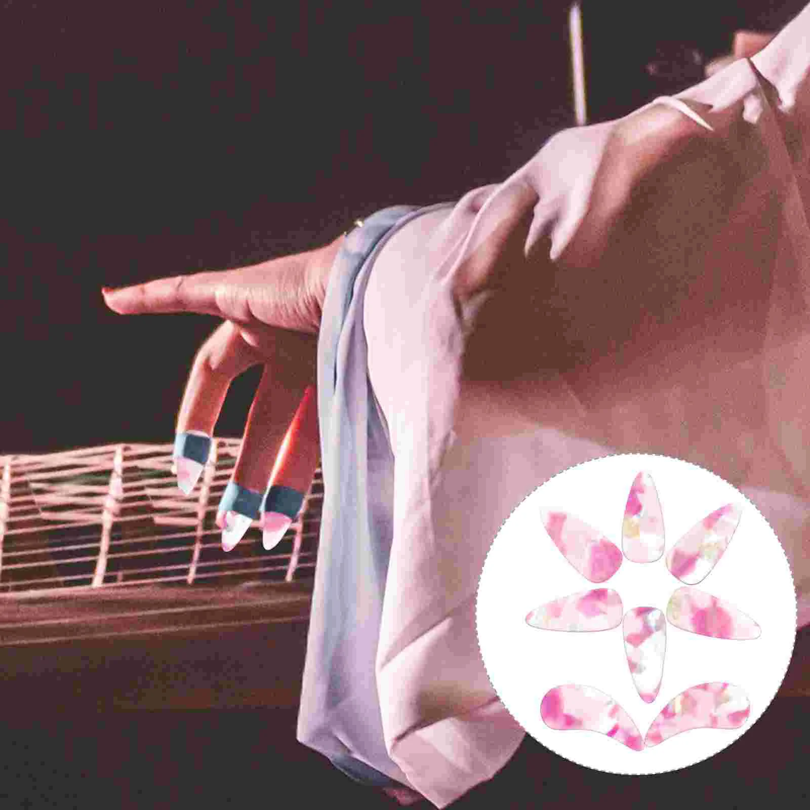 

8 Pcs Guzheng Nail Pieces Thumb Protector Acoustic Guitar Picks Finger Guard Plastic Ukulele Pick Purple Instrument Picks