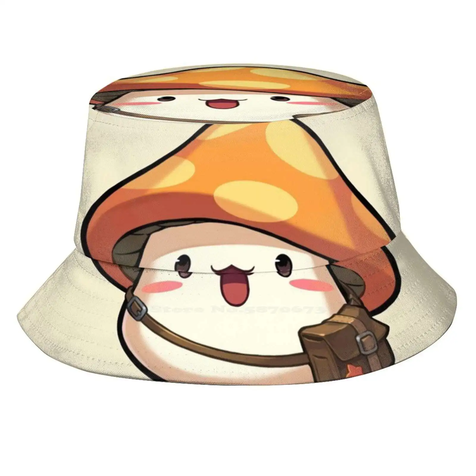 Maplestory | Оранжевый гриб с мешковатым (кремовый фон) унисекс шляпы рыбака Кепка