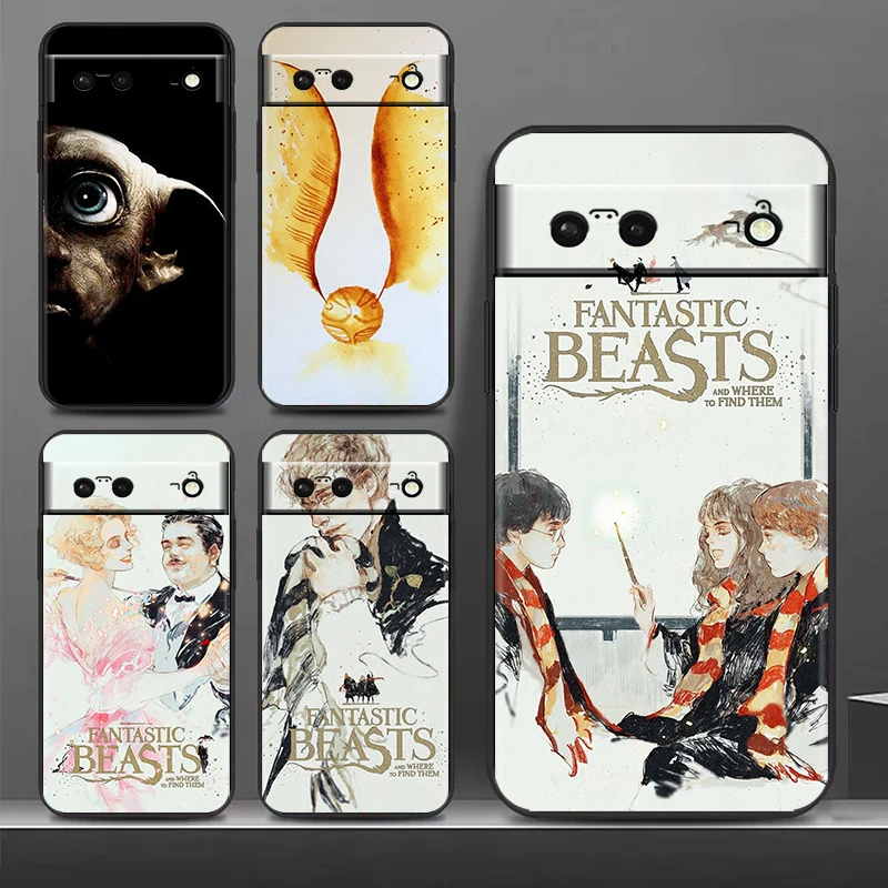 

Potters Anime Magic Boy Cartoon Shockproof Case for Google Pixel 7 6 Pro 6a 5 5a 4 4a XL 5G Silicone Soft Black Phone Cover