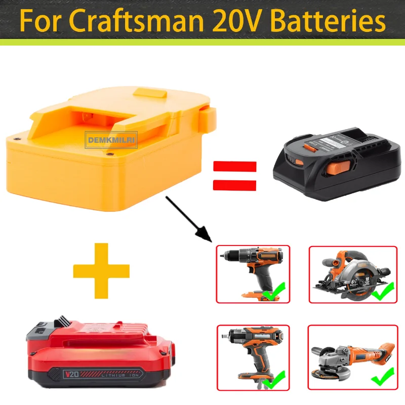 For Craftsman 20V Li-Ion Battery Adapter convert to Ridgid 2
