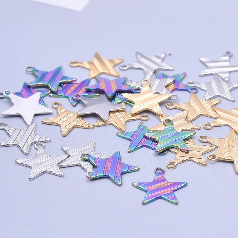 

6pcs New Stainless Steel Stars Five-pointed Star Charms Pendant For Jewelry Making Findings DIY Necklace Earrings Handmade Craft