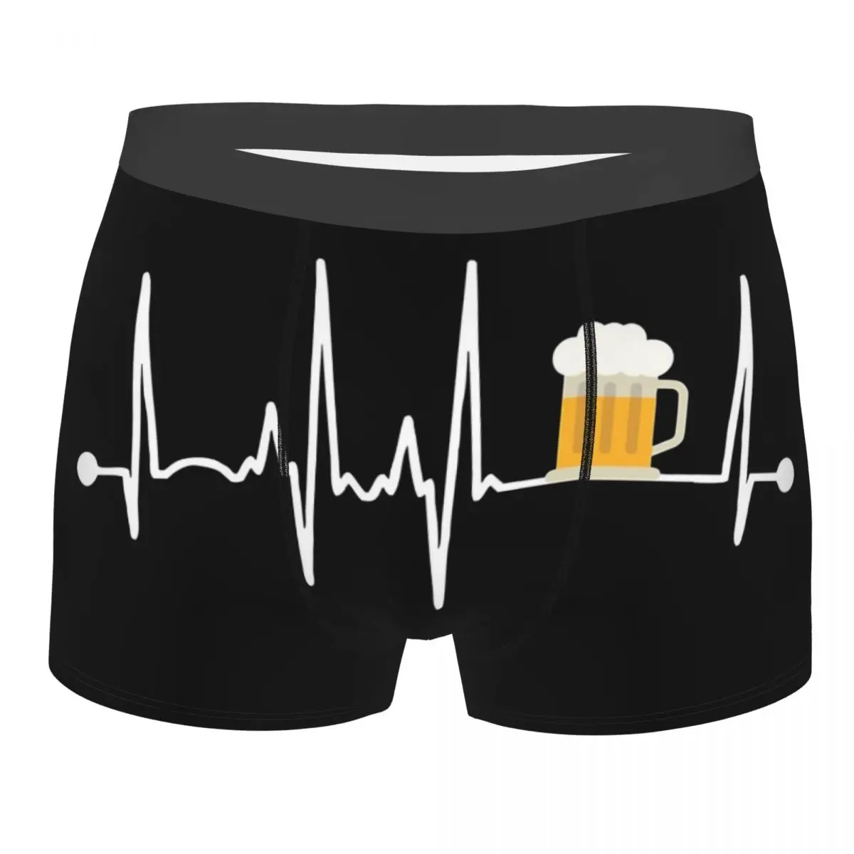 

Men Beer Heartbeat Underwear Funny Boxer Shorts Panties Homme Soft Underpants 5 Size Polyester Print Men Underwear Sexy