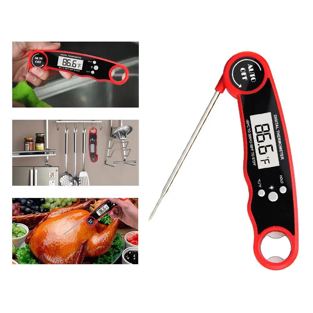 

Foldable Waterproof Kitchen Cooking Food Thermometer ABS Environmentally Friendly Tasteless Digital Probe BBQ Oven Tool