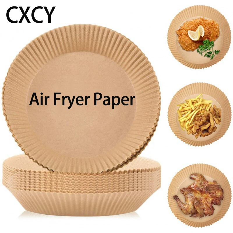 

30/50/100pcs Air Fryer Disposable Paper For Air Fryer Cheesecake Air Fryer Accessories Parchment Wood Pulp Steamer Baking Paper