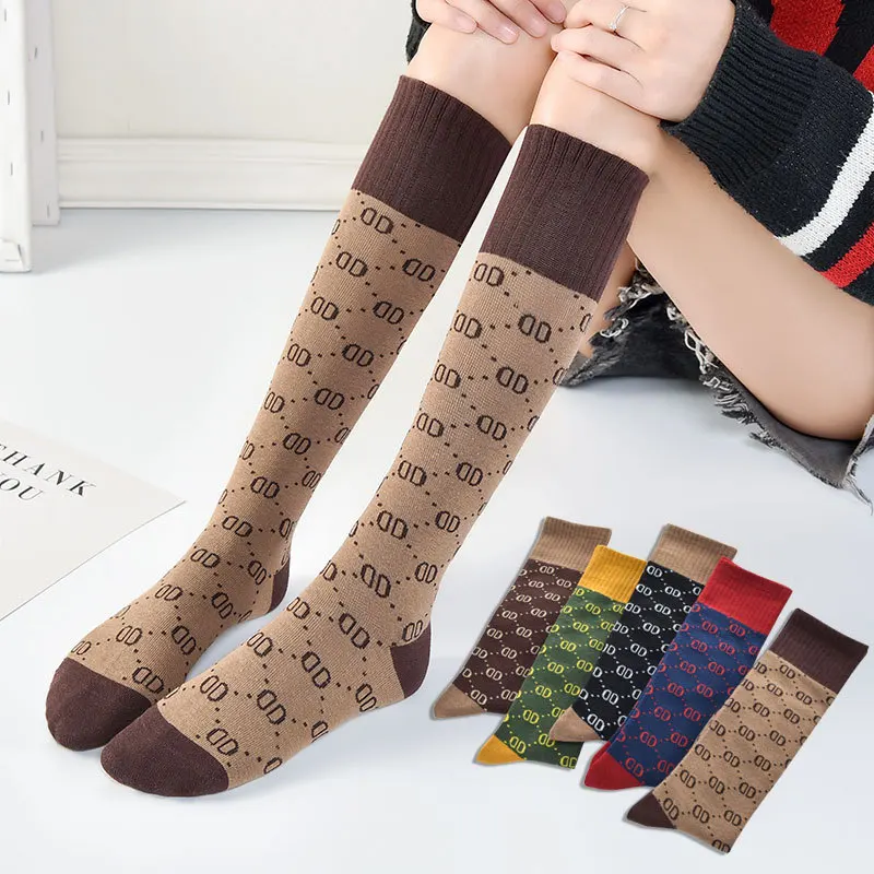 

Large Brand Same Tide Style Version Autumn Winter Women Mid-Length Stockings Knee-Length Socks Stylish Versatile Calf Socks Ins